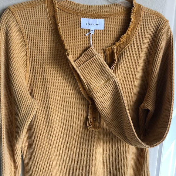 DEAR JOHN WOMEN’S THERMAL WAFFLE KNIT TOP, SIZE LARGE, NEW WITH TAGS - Picture 4 of 8